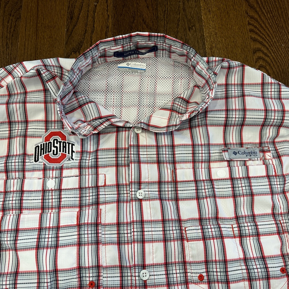 Ohio State Buckeyes Columbia Super Tamiami OmniWick Long Sleeve ButtonDown Shirt